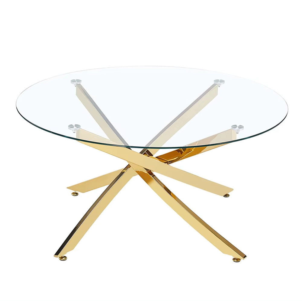 Dining tables cross-border  popular round table classy rectangular table tempered glass dining table