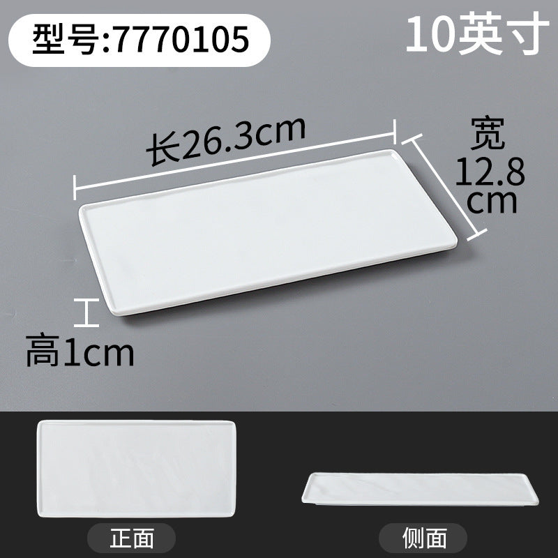 Xiangyuanmei melamine tableware white plate rectangular commercial catering beef plate plastic dinner plate hot pot mutton plate