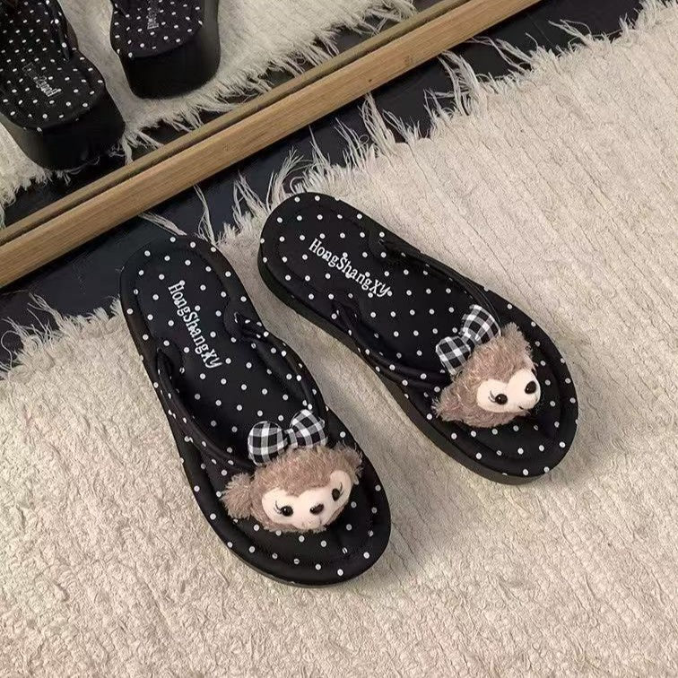 Thick soleoutwear new product cartoon mige mouse flip-flops women's summernew arrivalcute heightening flip-flops beach sandals