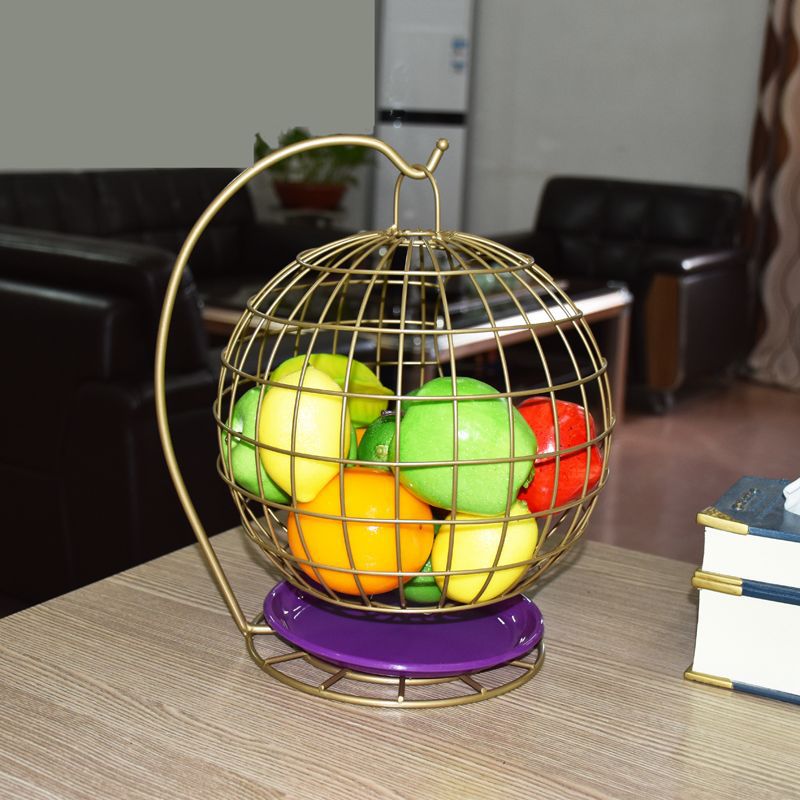 European-style living room fruit bowl, creative & stylish hanging basket fruit basket, minimalist fruit bowl with drainage & storage, gold luxury fruit platter