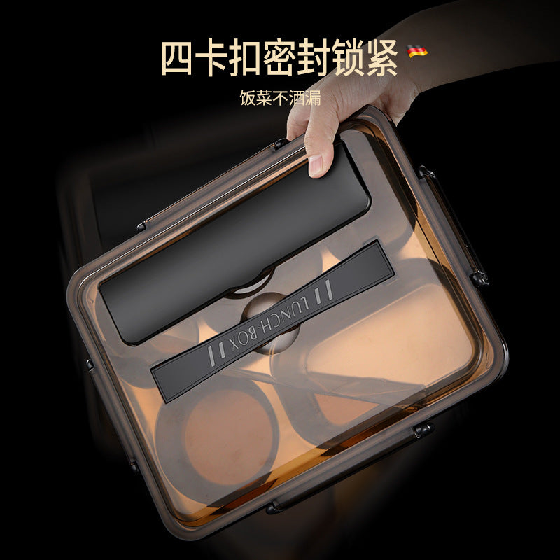 304 stainless steel grid insulation lunch box, office worker square portable lunch box, student lunch box, microwave oven bento box.