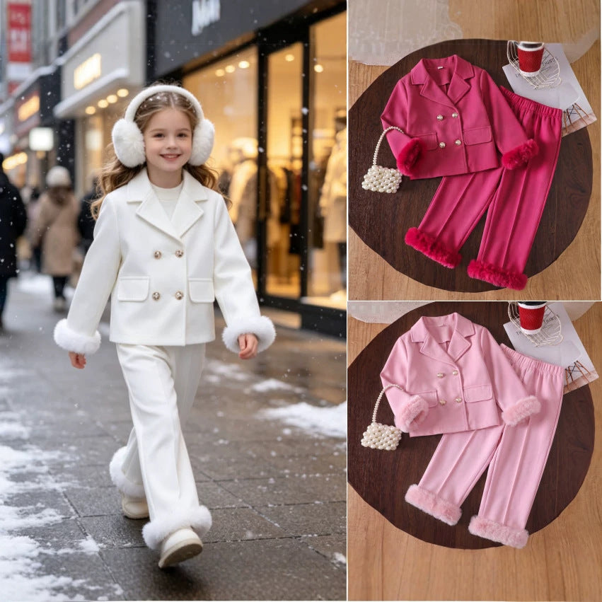 export children's clothing, new products for children, girls, spring, fall and winter, lapel outwearpantssuit
