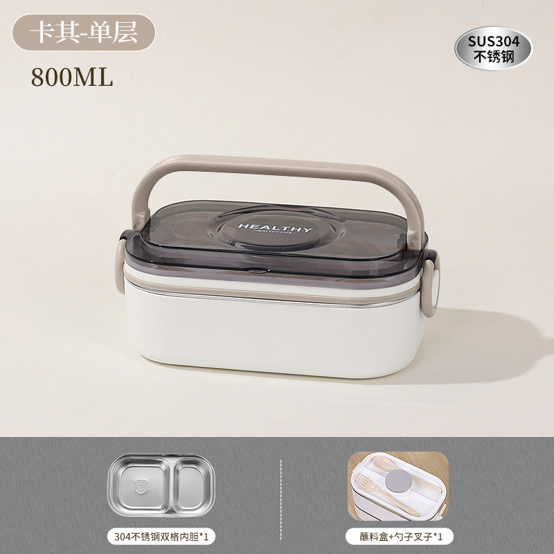 304 stainless steel multi-layer lunch box, office workers can enter the microwave oven for lunch, heat preservation lunch box, student bento box