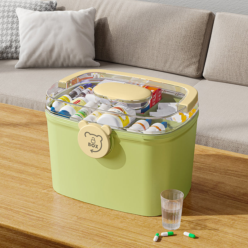 Household large medicine case Plastic multi-layer grid medical storage box Portable family emergency portable first aid kit