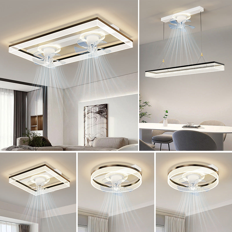 Fan light, living room ceiling light, light luxury, advanced sense, intelligent invisible fan light, integrated lighting combination, whole house package
