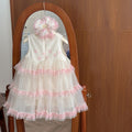 Girls' summer  new fashionable tutu dress, kids' summer sweet princess dress with hair tie, baby girl skirt