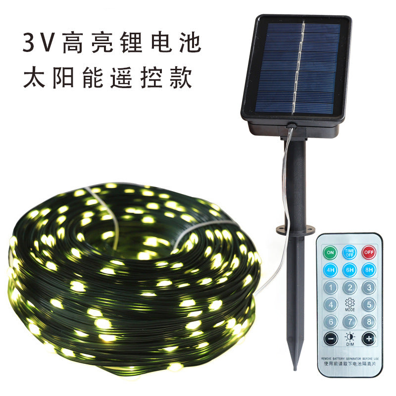 LED solar leather wire light string 24v courtyard street lighting waterproof enlarged led solar leather copper wire light string