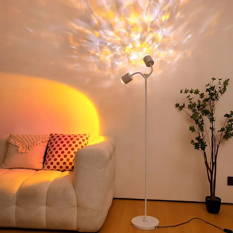 Water ripple atmosphere lamp popular sunset high-end double-head floor-standing live broadcast room background beauty salon bedroom sunset lamp
