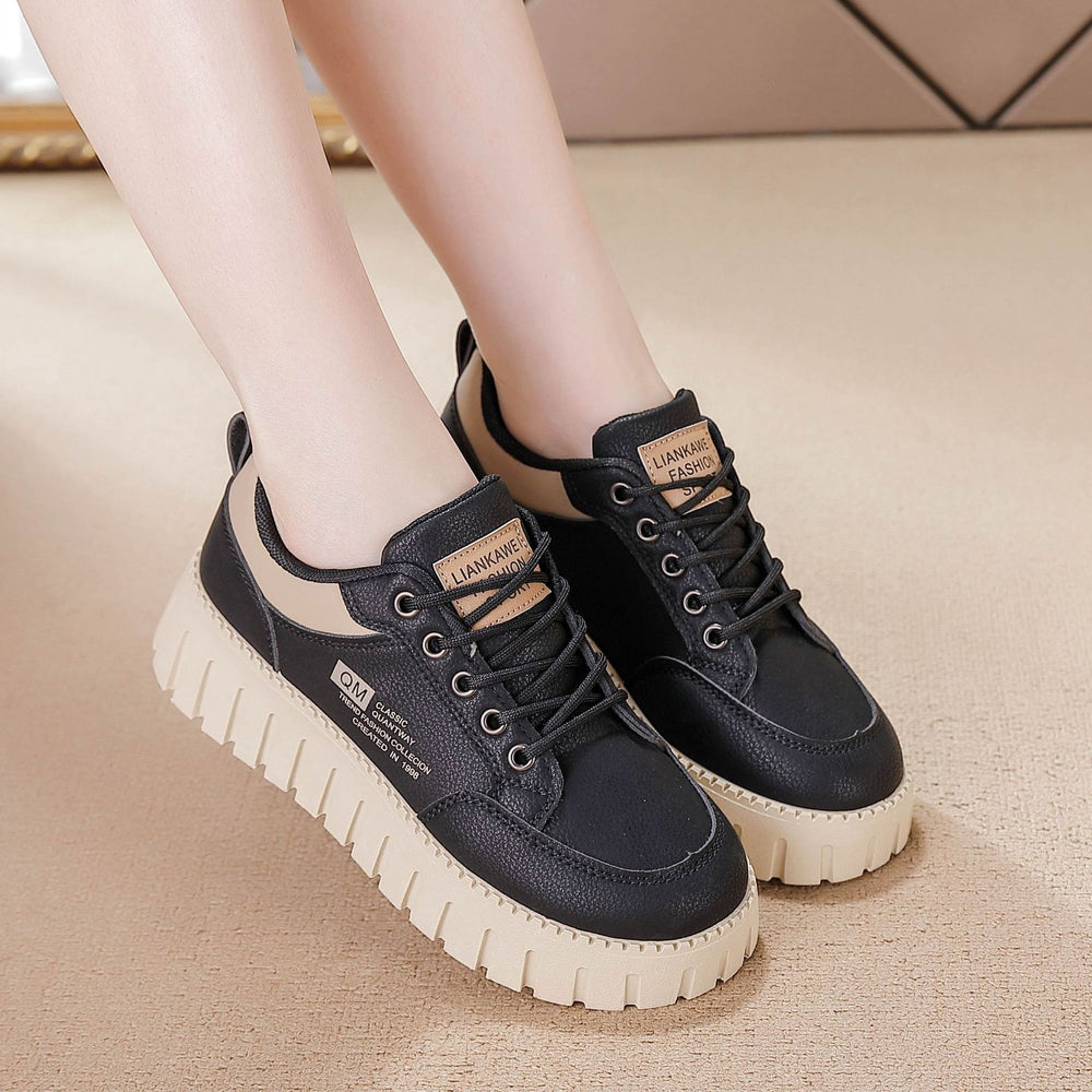 export leather platform sneakers - women's white sneakers for students, new autumn 2025 collection, versatile athletic casual shoes