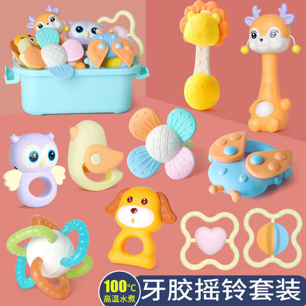 Cross-border export  baby toy toothpaste 0-3-6-12 months hand rattle baby toddler tooth grinding toy