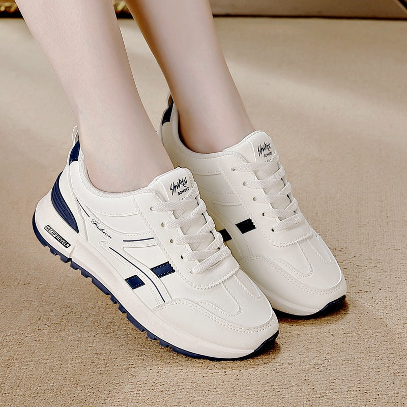 plus size women's shoes new arrival leather sneakers women's k-styleeasiest for matchflatscasual soft bottom running dad shoes