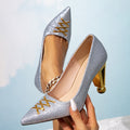 Women's silver high heels fashionable sparkling shoes irregular heel sexy all-season high heels women's shoes mules