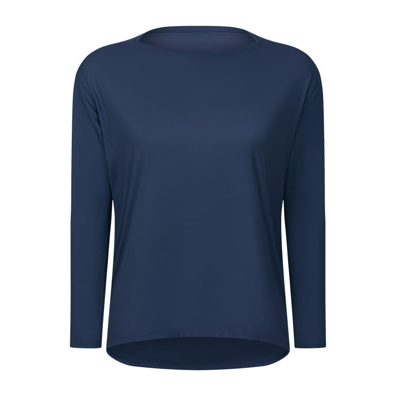 new arrival: double-sided nude feel loose fit long sleeve women's slimming breathable minimalist training fitness yoga top ds010