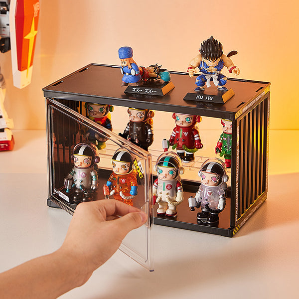 Side door blind box display stand figure display cabinet multi-layer storage dustproof acrylic storage box POP MART