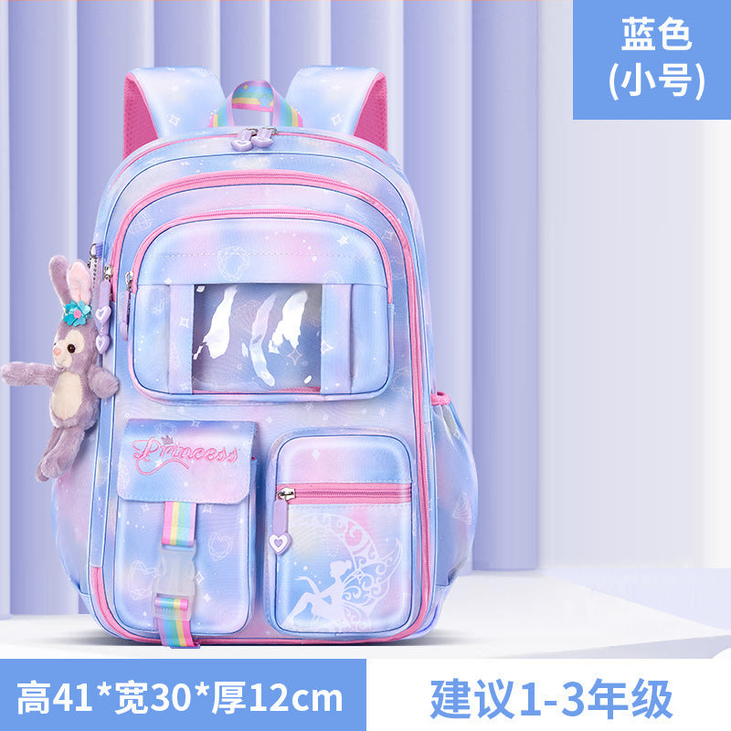 New primary school schoolbag women's lightweight large-capacity refrigerator side opening to reduce the burden of dream children's backpack for grades 1-6