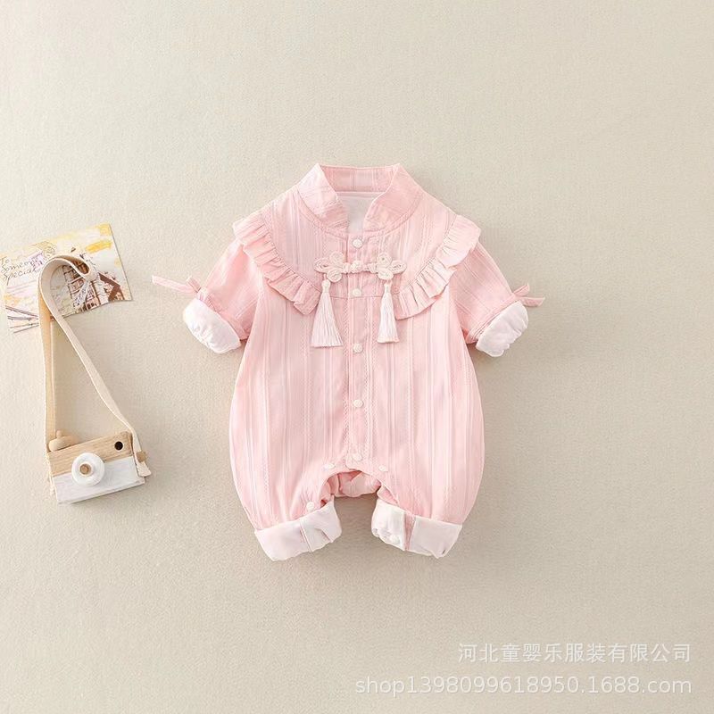 Baby clothes spring & fall chinese style 100-day one-piece baby girl full-month suit new chinoiserie ha shirt long sleeves climbing suit