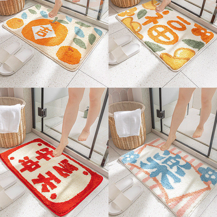 Cartoon cute absorbent bathroom mat, bedroom toilet rug, household entrance mat, non-slip doormat