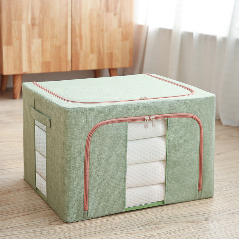 Cotton and linen folding steel frame storage box wardrobe clothes sorting box visual storage box children's toy storage box wholesale