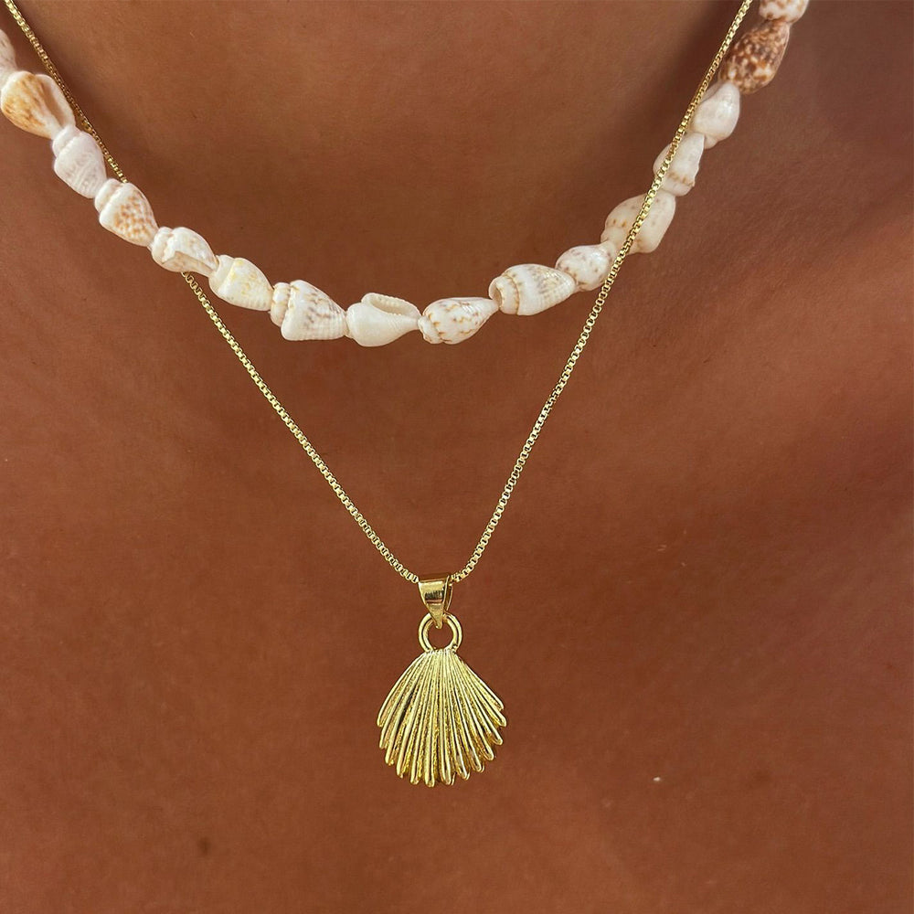 Shell pendant wholesale fashion cross-border clavicle chain female eleganteasiest for matchsense of design thin chain conch metal necklace