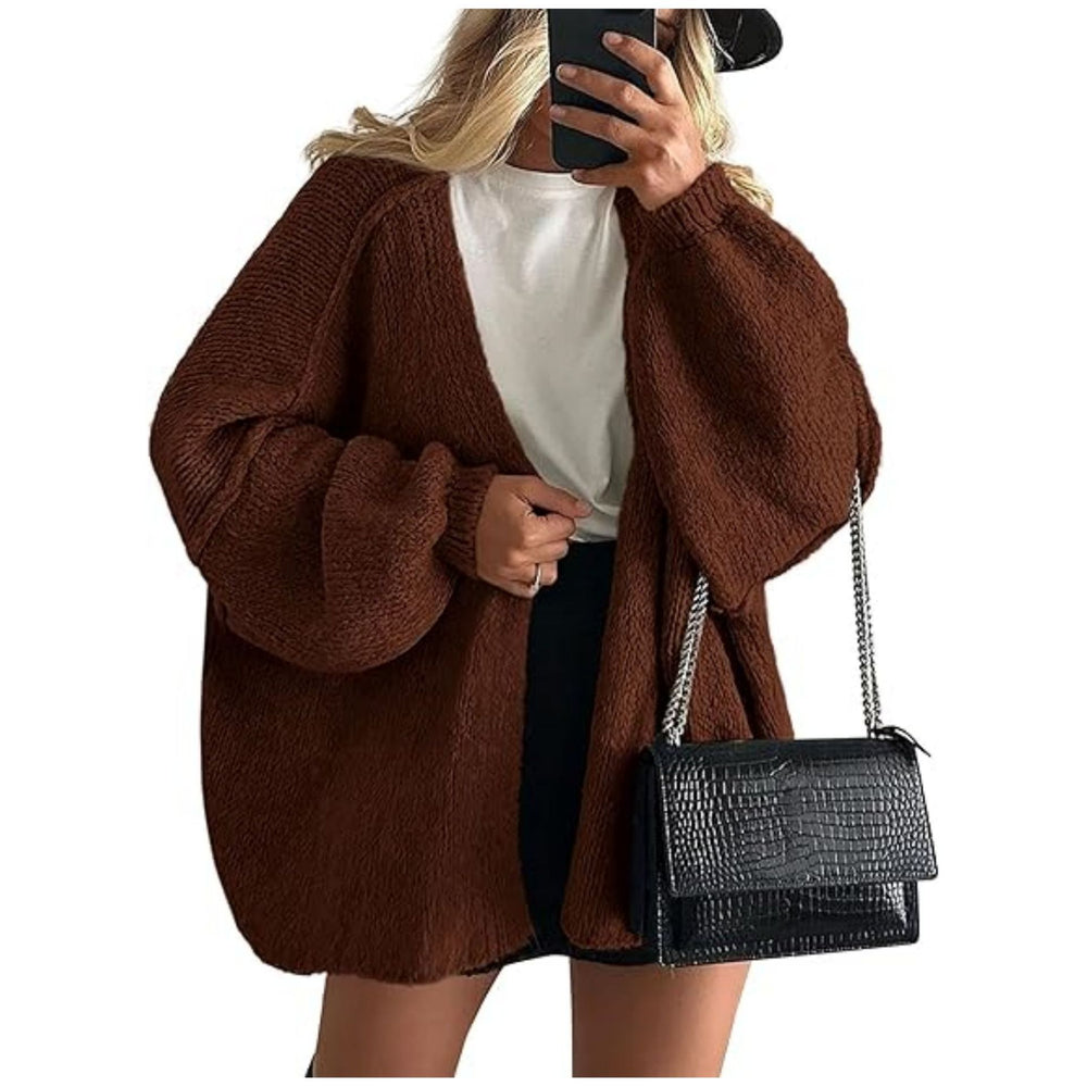 2025 fall/winter new european and american cross-border commute women's knitted top, european and american casual sweater cardigan, loose fit open front