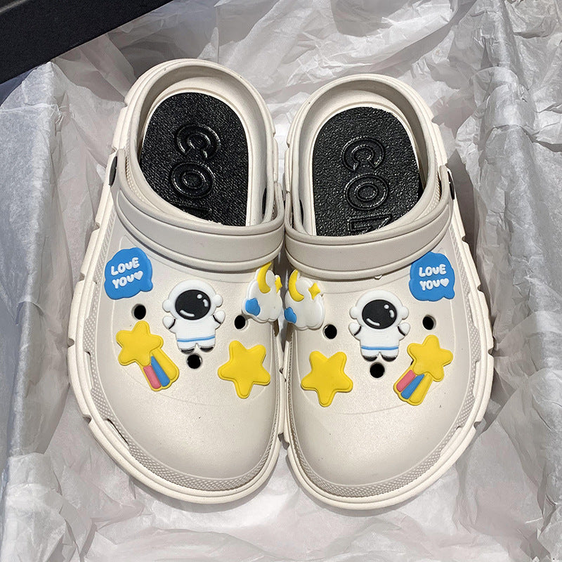 2024 new clogs: chunky platform, height increasing, non-slip, durable, beach-ready, cute cartoon, breathable, closed-toe sandals & slippers for women - summer collection