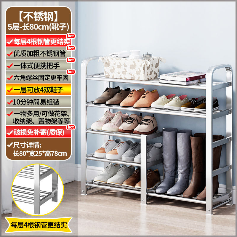 【factory direct】multi-tier stainless steel entryway shoe rack - perfect for dorms, apartments, and rental properties