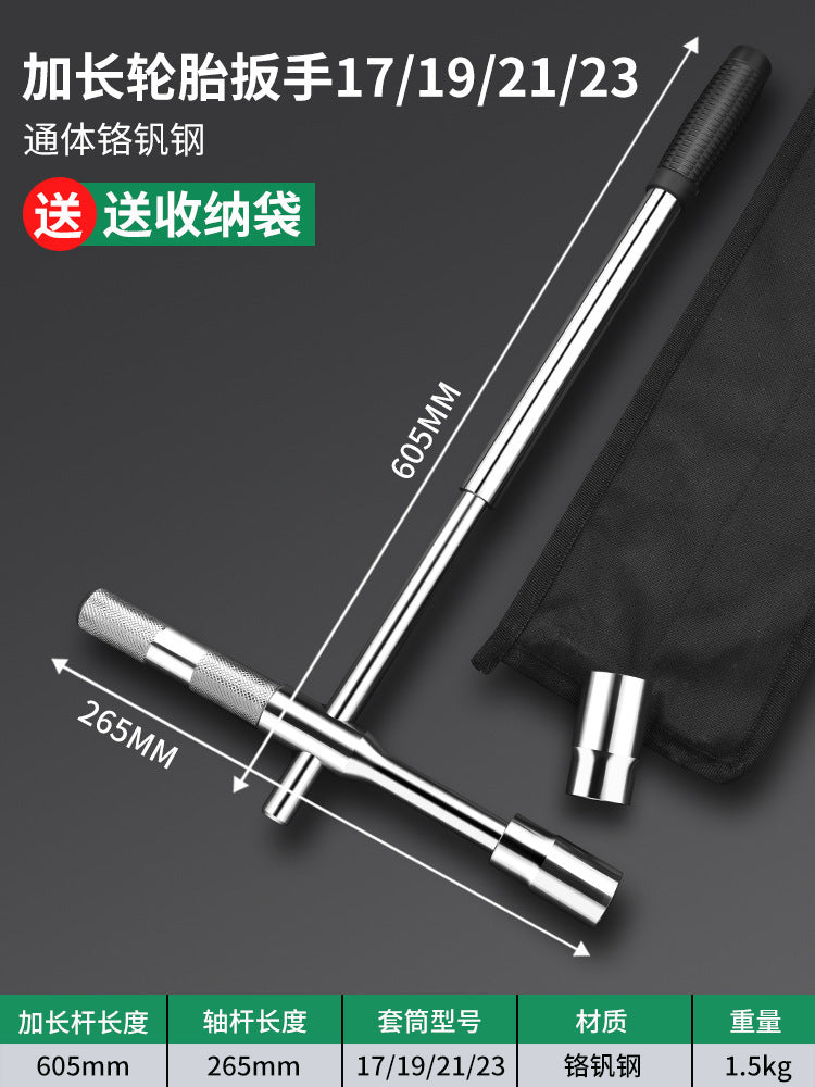 Automotive tire wrench - effort-saving removal tool, extended tire changing cross socket set, dedicated tire removal wrench