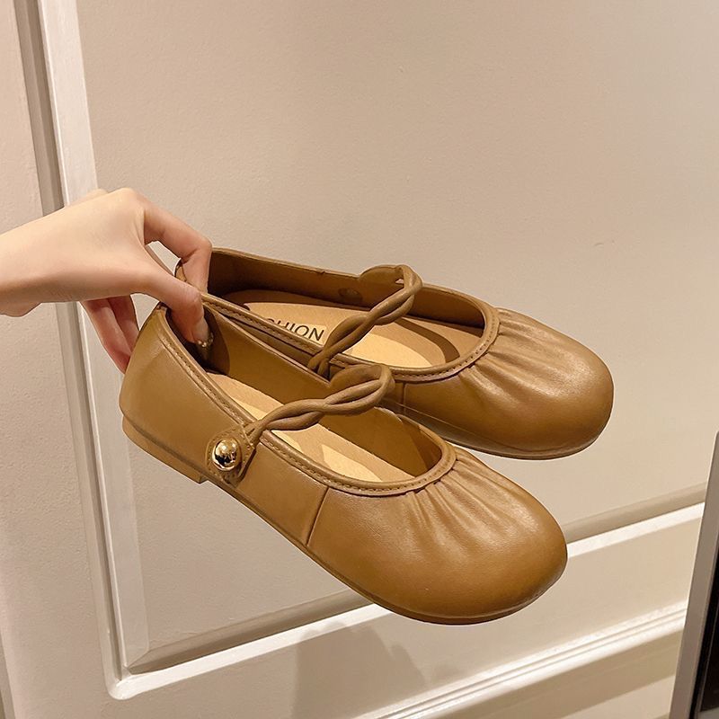 2025 summer new arrival: versatile mary jane flat sandals - closed-toe, ruched, fashionable french-style moccasin loafers for women