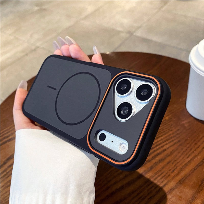 color frame large window suitable for iphone17pro mobile phone case apple 15 skin-like frosted magnetic holder