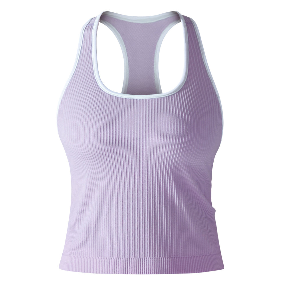 New ribbed knit yoga tank top - sleeveless u-neck, quick-dry, breathable, compression fit for running, sports, and fitness