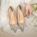 Crystal wedding shoes for women 2023 new arrival gold xiuhe main wedding dress two-wear bridesmaid high heels bridal shoes not tired feet