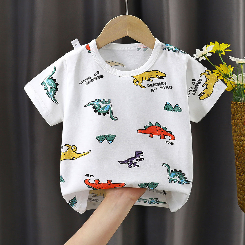 Kids' short-sleeve t-shirt, 100% cotton, baby undershirt, boys' and girls' summer top, 0-7 years old, dropshipping available