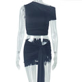 European and american style cross-border sexy women's clothing: comfortable and casual cropped tie-waist solid color dress set, sleeveless round neck two-piece outfit