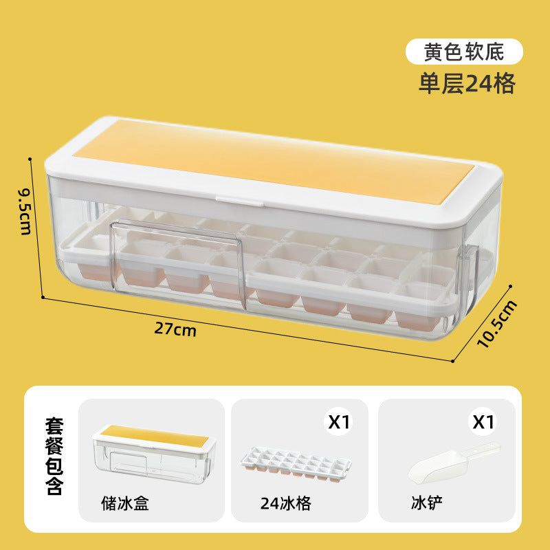 New push-button ice cube tray - easy release, home ice mold, ice storage, ice making box, ice cube maker, silicone ice tray