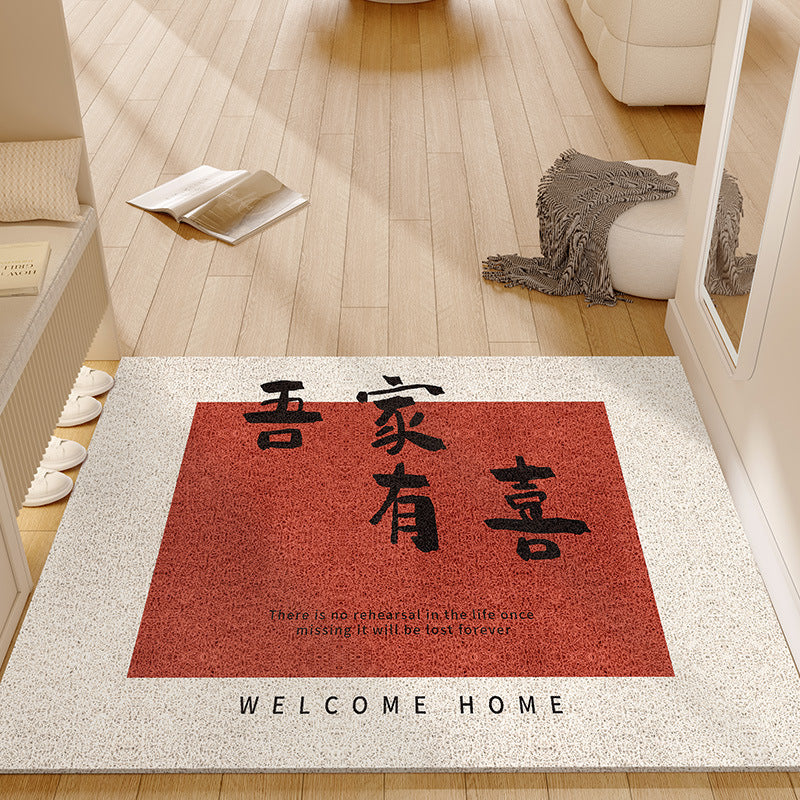 Entrance door mat, anti-slip red festive stain-resistant coil mat, no-wash wipeable  new arrival doormat