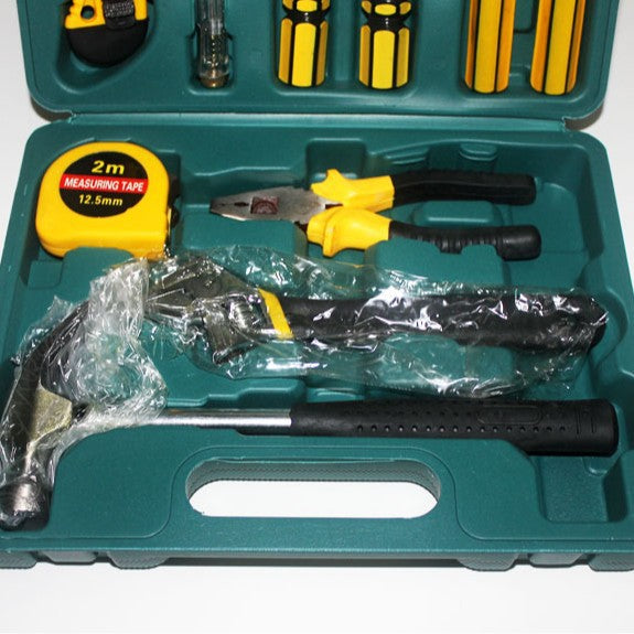 Large Box Hardware Toolbox Portable 12-piece Set Car Emergency Toolbox Screwdriver Wrench Hammer 8012G