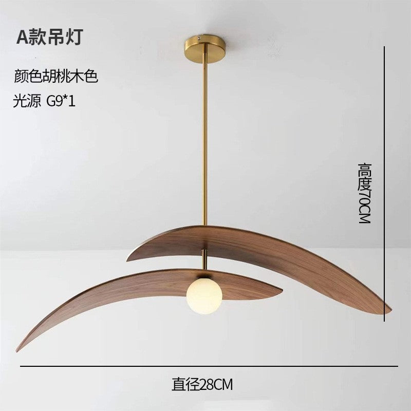 Vintage wabi silent wind zen creative bird restaurant chandelier Japanese tea room bar light hotel homestay walnut light