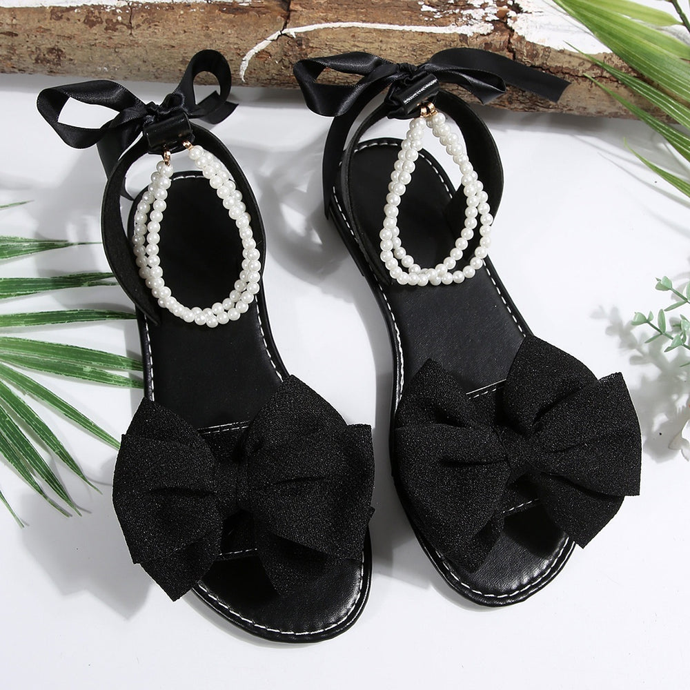 new bowknot flat slide sandals for women, solid color lightweight comfortable casual sandals for women