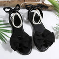 new bowknot flat slide sandals for women, solid color lightweight comfortable casual sandals for women