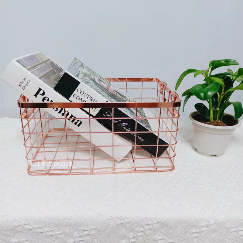 Dirty clothes basket, desktop storage basket, wrought iron storage basket, Nordic ins storage basket, sorting storage basket, sundries storage frame
