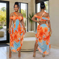 C7731 cross-border    new women's mid-summer sexy chic beach print dress