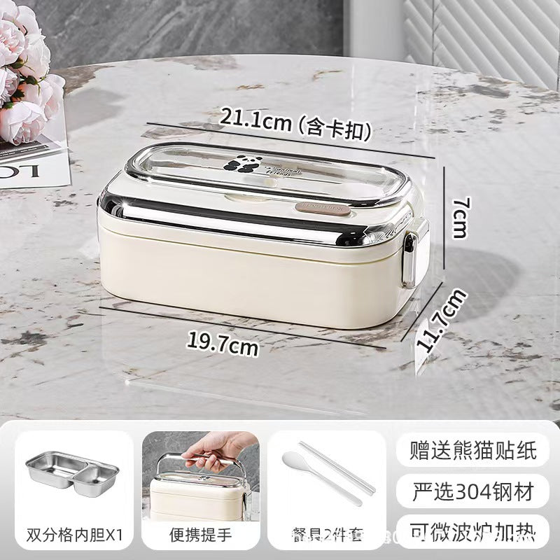 Insulated lunch box 304 stainless steel office workers can be heated in microwave lunch box students kids meal hot pot bowl