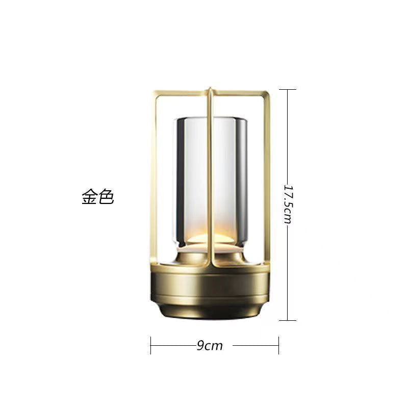 Luxury metal touch table lamp - bedroom bedside lamp, portable rechargeable bar & dining table lamp, camping atmosphere retro night light