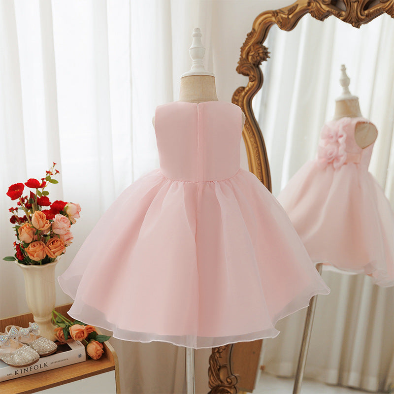 Girls' princess dress - baby birthday, first birthday, newborn, kids' dress - satin, high-end, sleeveless tank dress