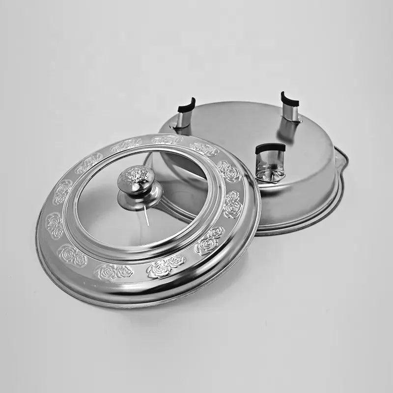 simple stainless steel lace round three-legged dining stove with cover hotel restaurant grilled fish stove buffet stove wholesale