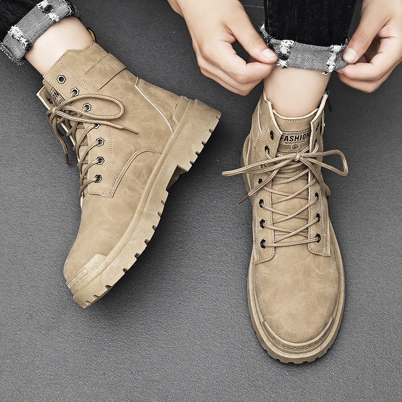 Boots men's british style high-top desert men's short boots workwearautum breathable mid-top outdoor boots 8606