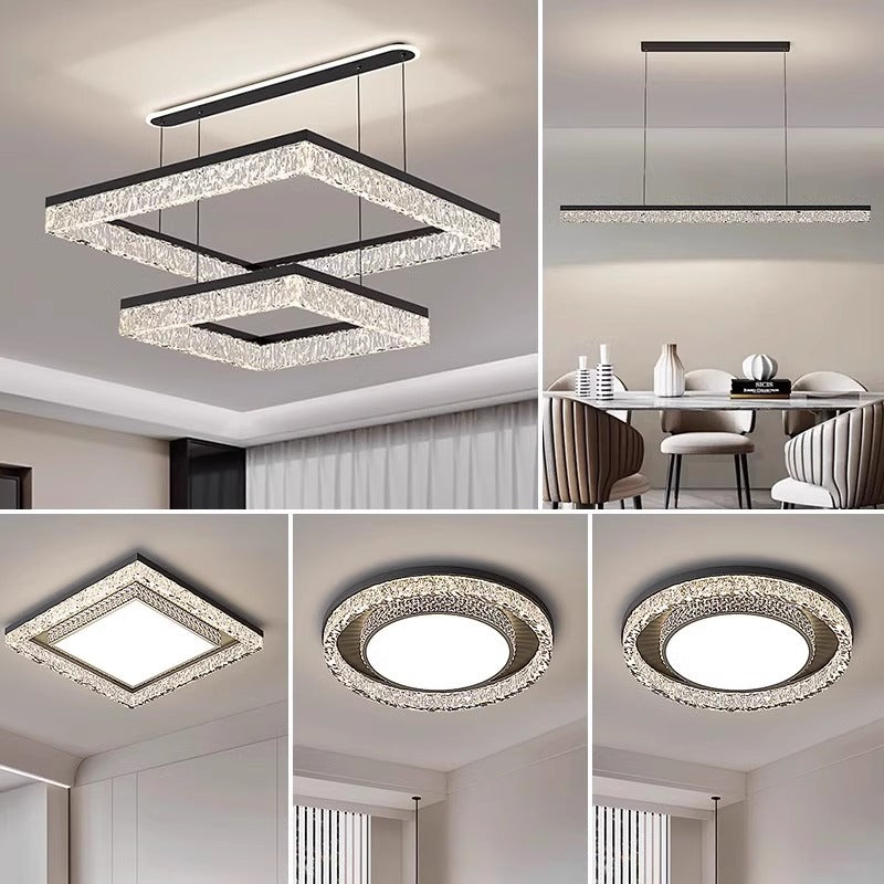 Living room light square chandelier modern simplicity 2025 new atmospheric intelligent LED light whole house lighting package