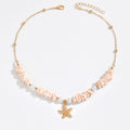 European and american cross-border jewelry: summer ins ocean-inspired crushed stone starfish necklace - women's casual vacation style clavicle chain accessories