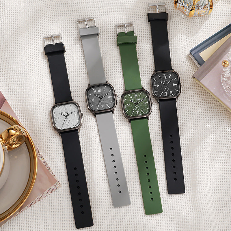 e-commerce square case personalized creative men's watch wholesale fashion retro silicone strap student quartz watch for men