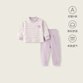 Baby thermal underwear set - soft fleece cotton high-waisted long johns with belly protection - two-piece set for boys and girls